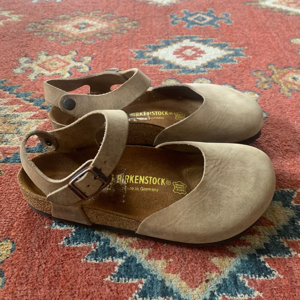 Birkenstock 38 Regular Mary Jane Messina Clogs Sandals Tobacco Oiled Leather - Picture 3 of 7